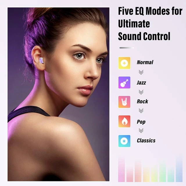 Alt view image 4 of 5 - VEKJ Sleep Earbuds Bluetooth Crystal-Clear Calls, IPX7 Waterproof Earphones Lilac