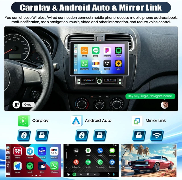 Alt view image 2 of 5 - Double Din Touchscreen Car Radio Stereo with Wireless Carplay&Android Auto