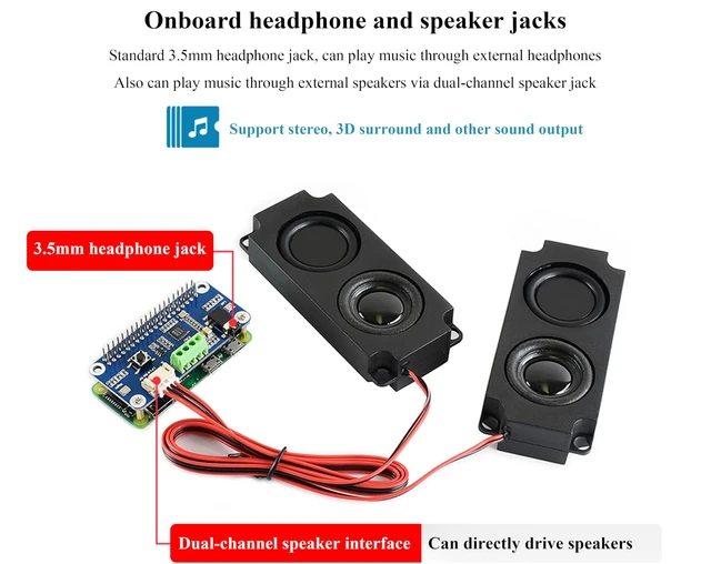 Alt view image 5 of 5 - WM8960 Hi-Fi Sound Card HAT with Speaker, Compatible with Raspberry Pi 5/4B/3B+/3B/Pi Zero W/Zero 2W/Pico W/Pico 2W, Stereo CODEC, Play/Record