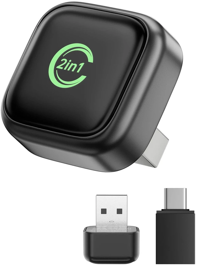 Main image of Wireless CarPlay Adapter, Convert Wired to Wireless, 2-in-1 CarPlay & Android Auto, Mini Plug & Play, Fast Auto-Connect & No Latency, USB/USB-C for Cars with Built-in CarPlay & iOS 10+/A