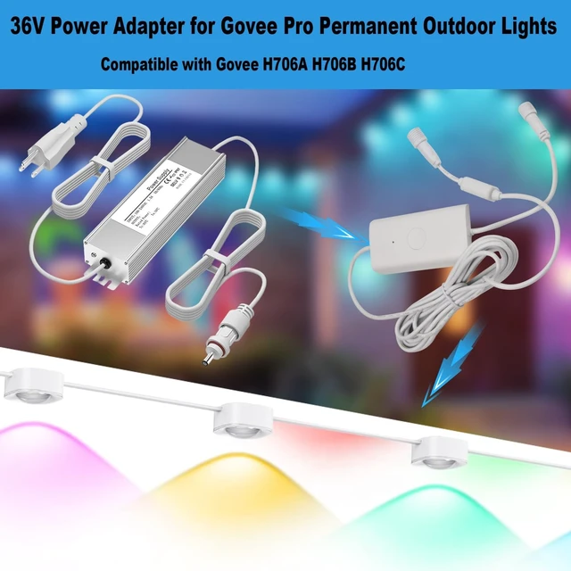 Alt view image 2 of 5 - 36V Power Adapter for Govee Pro Permanent Outdoor Lights Compatible with Govee H706A H706B H706C Power Supply Cord