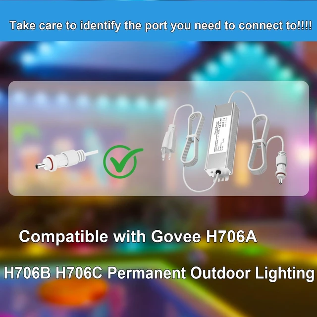 Alt view image 5 of 5 - 36V Power Adapter for Govee Pro Permanent Outdoor Lights Compatible with Govee H706A H706B H706C Power Supply Cord