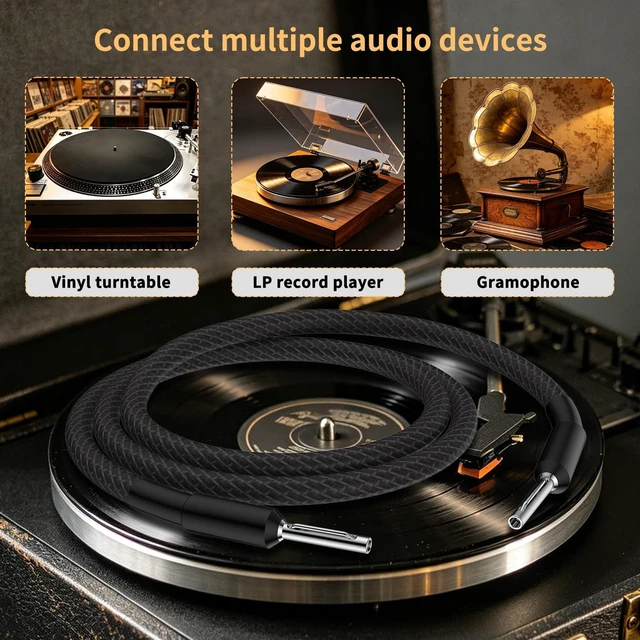 Alt view image 2 of 5 - Viborg 6.6FT Pure Silver Phonograph Turntable Ground Wires Shielded Cable for Magnetic Vintage Record Players (Y Spade to Y Spade Terminal)