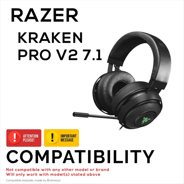 Alt view image 2 of 5 - Replacement Earpads for Razer Kraken PRO V2 7.1 Gaming Headphones, PU Leather, Memory Foam for Extra Comfort, Upgraded, Durable & Long Lasting Ear Cushions by Brainwavz