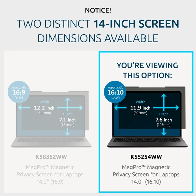 Alt view image 2 of 5 - Kensington MagPro Magnetic Laptop Privacy Screen 14 inch, Removable 16:10 Laptop Privacy Filter, Anti-Glare, Blue Ray Reduction, Compatible with HP/Dell/Acer/Asus/Samsung/Lenovo (