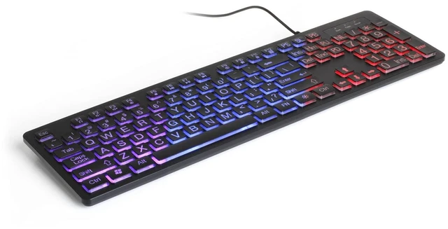 Main image of Aluratek Large Print Tri-Color USB LED Backlit Illuminated Keyboard (AKBLED01FS)