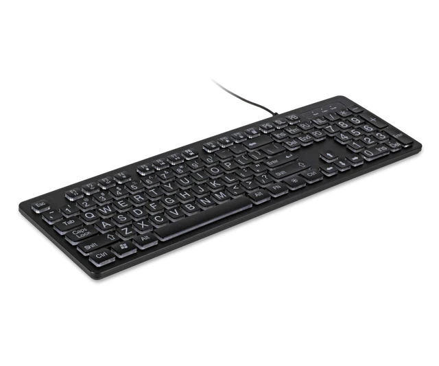 Alt view image 2 of 5 - Aluratek Large Print Tri-Color USB LED Backlit Illuminated Keyboard (AKBLED01FS)