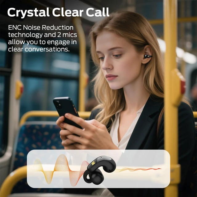 Alt view image 5 of 5 - Monster Open Ear AC228 Clip-On Headphones, Bluetooth 6.0 Wireless Earbuds, IPX5 Water Resistant, 24H Playtime, All-Day Comfort Fit, Immersive Audio for Running/Cycling