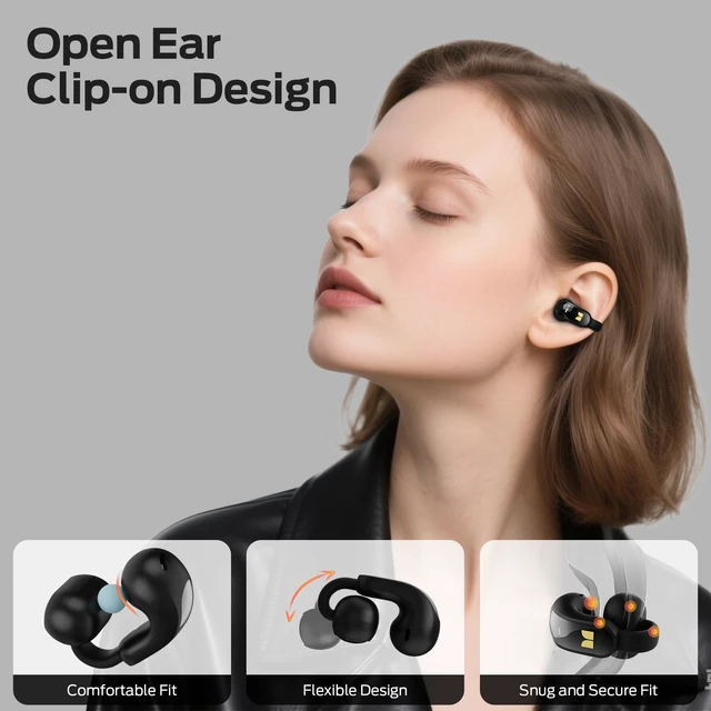 Alt view image 2 of 5 - Monster Open Ear AC228 Clip-On Headphones, Bluetooth 6.0 Wireless Earbuds, IPX5 Water Resistant, 24H Playtime, All-Day Comfort Fit, Immersive Audio for Running/Cycling