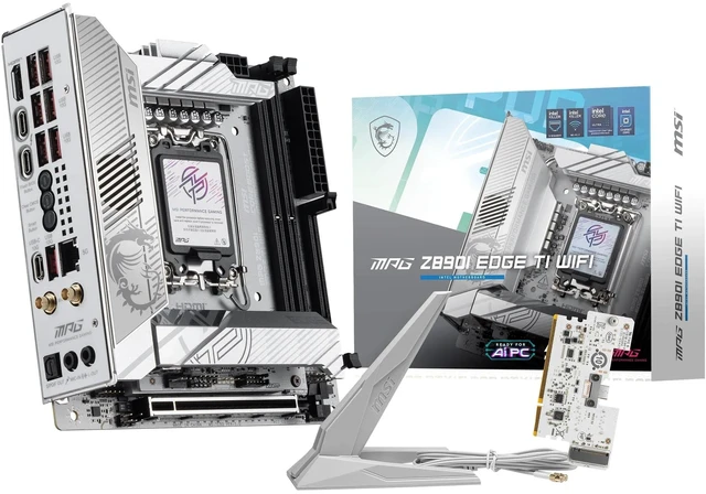 Main image of MSI MPG Z890I Edge TI WiFi Motherboard, Mini-ITX - Supports Intel Core Ultra Processors (Series 2), LGA 1851-110A SPS VRM, DDR5 Memory Boost (8600+ MT/s OC), PCIe 5.0 x16, M.2 Gen5, Wi-Fi 7, 5G