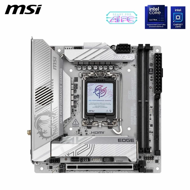 Alt view image 2 of 5 - MSI MPG Z890I Edge TI WiFi Motherboard, Mini-ITX - Supports Intel Core Ultra Processors (Series 2), LGA 1851-110A SPS VRM, DDR5 Memory Boost (8600+ MT/s OC), PCIe 5.0 x16, M.2 Gen5, Wi-Fi 7, 5G