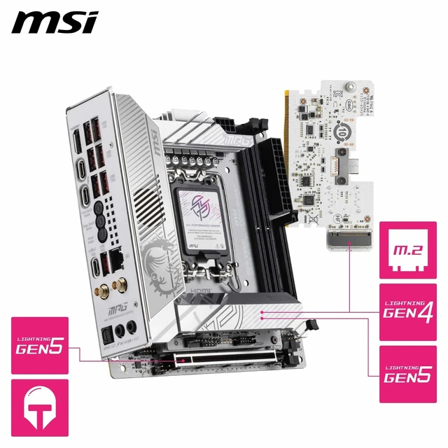 Alt view image 5 of 5 - MSI MPG Z890I Edge TI WiFi Motherboard, Mini-ITX - Supports Intel Core Ultra Processors (Series 2), LGA 1851-110A SPS VRM, DDR5 Memory Boost (8600+ MT/s OC), PCIe 5.0 x16, M.2 Gen5, Wi-Fi 7, 5G