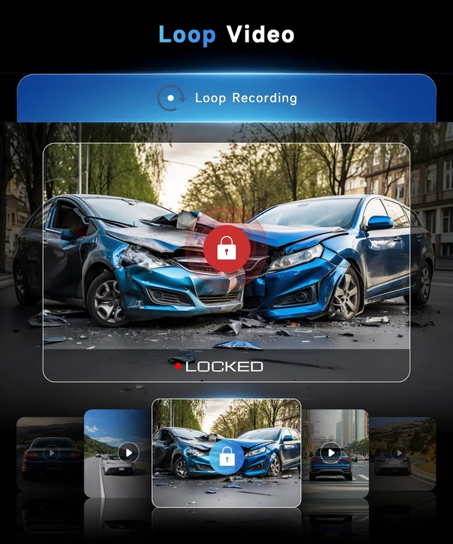 Alt view image 3 of 5 - Orderich 4 Channel 360Dash Cam Front and Rear Inside Left Right, 3 Inch Dash Camera for Cars, Built-in Night Vision, Sensitive Motion Detection 24/7 Recording Parking Mode Monitor Reversing Help