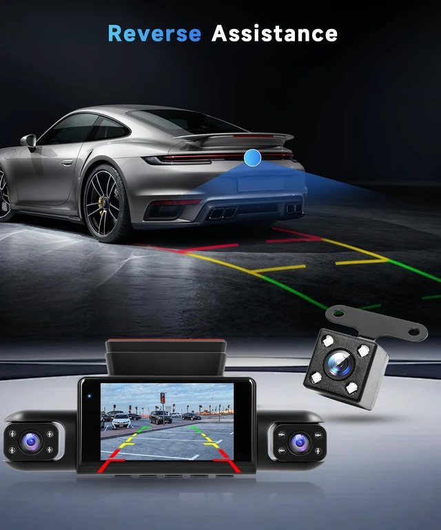 Alt view image 5 of 5 - Orderich 4 Channel 360Dash Cam Front and Rear Inside Left Right, 3 Inch Dash Camera for Cars, Built-in Night Vision, Sensitive Motion Detection 24/7 Recording Parking Mode Monitor Reversing Help