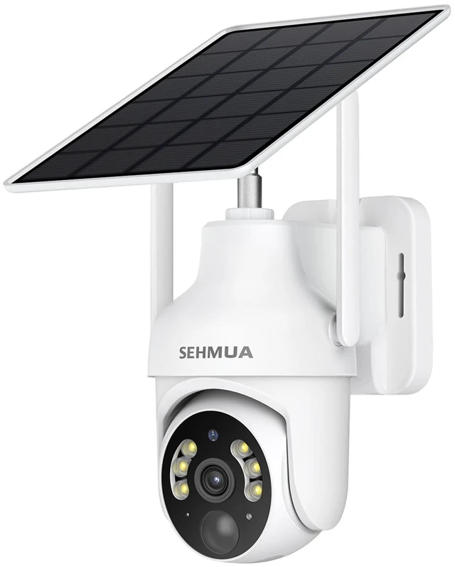 Main image of SEHMUA 2K Solar Security Camera Wireless Outdoor, 1 Pack 360 View Pan/Tilt WiFi Security Camera Outside with Color Night Vision, Easy to Install, PIR Alarm, 2-Way Audio, White