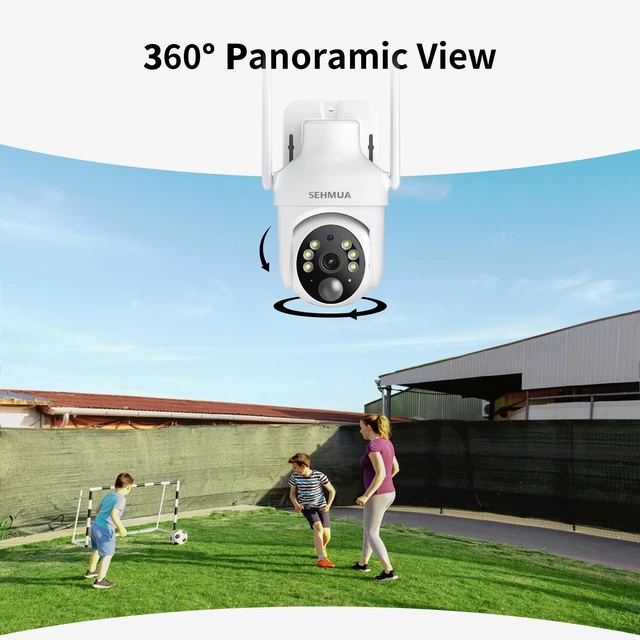Alt view image 5 of 5 - SEHMUA 2K Solar Security Camera Wireless Outdoor, 1 Pack 360 View Pan/Tilt WiFi Security Camera Outside with Color Night Vision, Easy to Install, PIR Alarm, 2-Way Audio, White