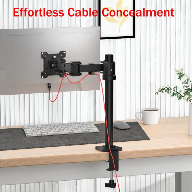 Alt view image 5 of 5 - THEARK Single Monitor Arm Desk Mount - Adjustable VESA Desk Arm Mount for 17-32 Inch Screens,Holds up to 19.8 lbs,Single Monitor Stand for Desk with C-Clamp and Grommet Base,VESA 75x75/100x100mm