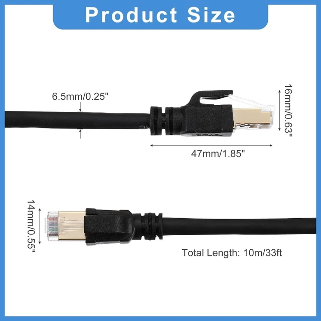 Alt view image 2 of 5 - MECCANIXITY Cat 8 Ethernet Cable 33ft, 26AWG 40Gbps 2000Mhz High Speed Cat8 LAN Network Patch Cord with Gold Plated RJ45 Connector for Gaming, Router, Modem, PC