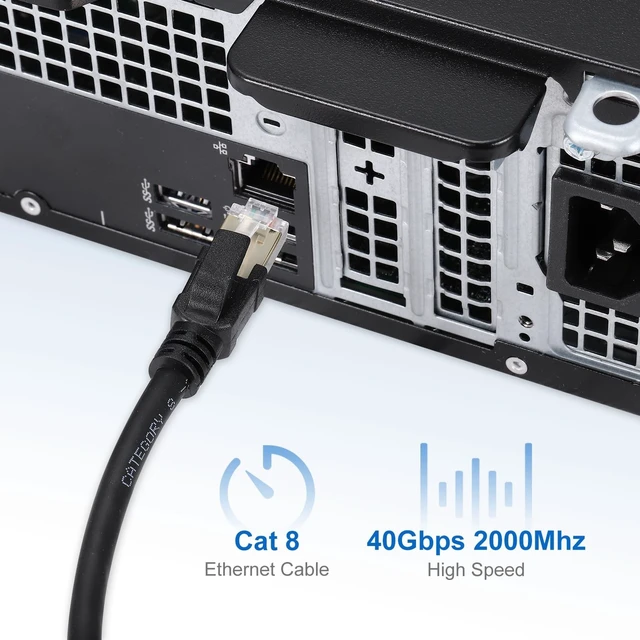Alt view image 4 of 5 - MECCANIXITY Cat 8 Ethernet Cable 33ft, 26AWG 40Gbps 2000Mhz High Speed Cat8 LAN Network Patch Cord with Gold Plated RJ45 Connector for Gaming, Router, Modem, PC
