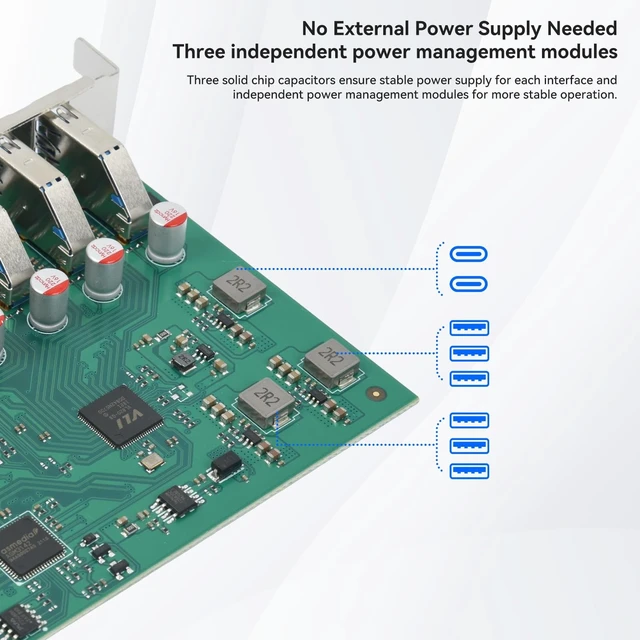 Alt view image 3 of 5 - ELUTENG PCIE USB 3.1 Expansion Card 8 Ports 20Gbps Bandwidth PCI Express USB Cards with ASM3142 & VL820 Chipset PCI-E Hub Controller Adapter 4 USB-A & 4 USB-C for Windows 11/10/8/7/XP/Vista