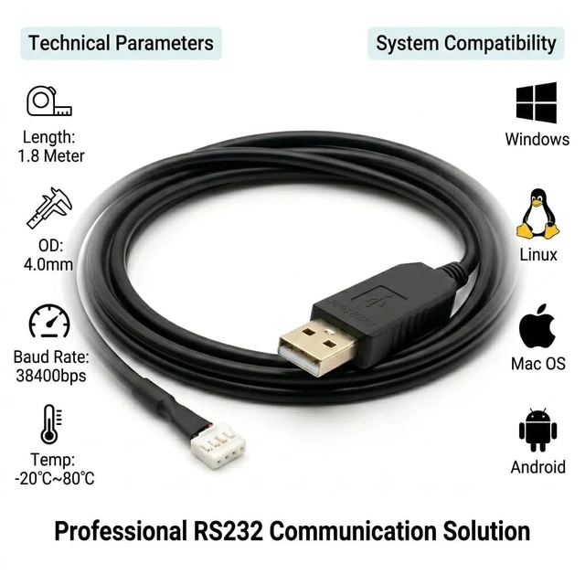 Alt view image 3 of 5 - Pidwaok USB to 4-Pin Cable for KINCO MD Series Servo Drives, 1.8m RS232 Configuration & Debug Cable