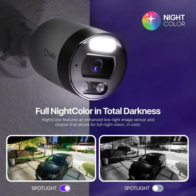 Alt view image 3 of 5 - Helix 2PK 5MP Outdoor IP Security PoE Camera, Human Detection, NDAA Compliant, IP Surveillance Bullet, 2-Way Audio, Support 256GB MicroSD, 98ft Night Color Vision, Deterrent, 2PK-HLX-IP5M-B102EW-AI