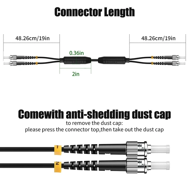 Alt view image 4 of 5 - FiberPrime-Outdoor OS2 ST to ST Single Mode Fiber Patch Cable, 70FT/22M