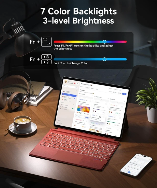 Alt view image 2 of 5 - Surface Pro Keyboard for Microsoft Surface Pro 7 Plus 7/6/5/4/3 12.3 inch