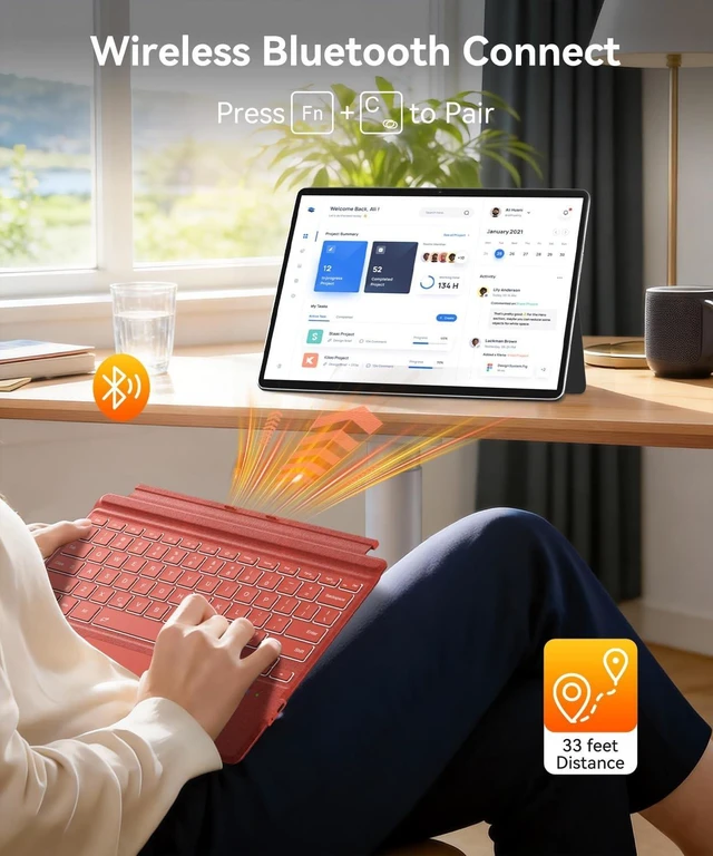 Alt view image 4 of 5 - Surface Pro Keyboard for Microsoft Surface Pro 7 Plus 7/6/5/4/3 12.3 inch