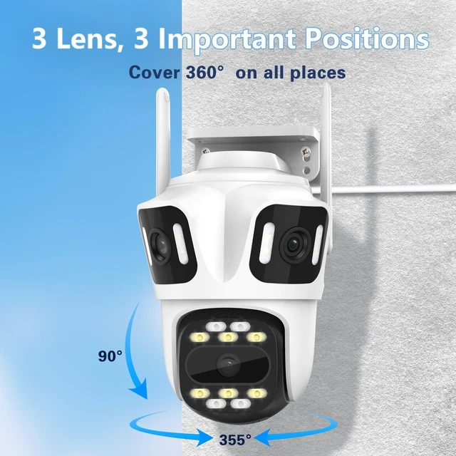 Alt view image 4 of 5 - 3 In 1 Outdoor Camera Wi-Fi Wired Pan/Tilt 360 View, 32GB Local Storage
