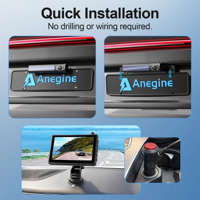 Alt view image 2 of 5 - Anegine Solar Wireless Backup Camera, 5" 1080P Monitor, 2 Mins Easy Install