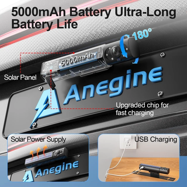 Alt view image 3 of 5 - Anegine Solar Wireless Backup Camera, 5" 1080P Monitor, 2 Mins Easy Install