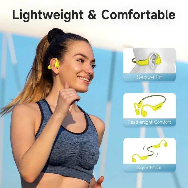 Alt view image 4 of 5 - LOBKIN Bone Conduction Headphones Bluetooth 5.4, Open Ear Headset with Mic