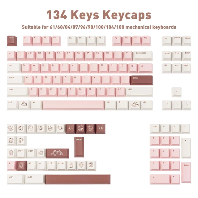 Alt view image 2 of 5 - TICKTYYPE PBT Milk Strawberry Keycap, Cute Pink Keyboard Keycaps
