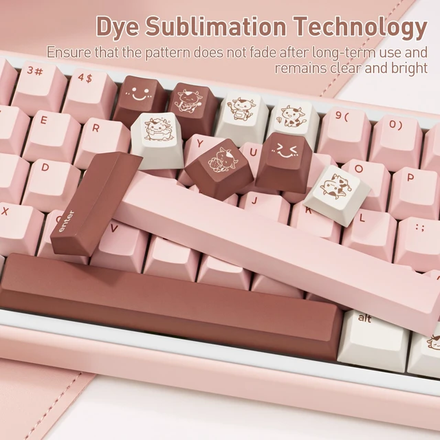 Alt view image 4 of 5 - TICKTYYPE PBT Milk Strawberry Keycap, Cute Pink Keyboard Keycaps