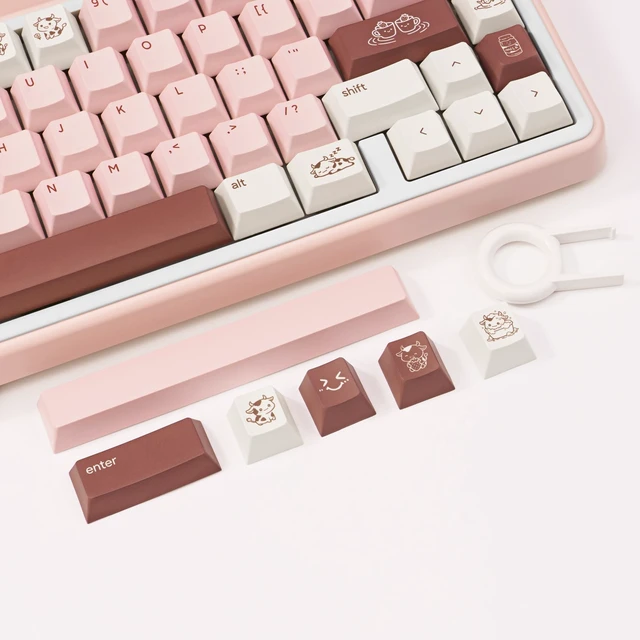 Alt view image 5 of 5 - TICKTYYPE PBT Milk Strawberry Keycap, Cute Pink Keyboard Keycaps