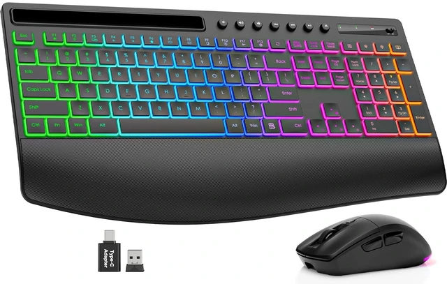 Main image of Trueque Wireless Keyboard and Mouse Combo, 4000mAh Battery, Wrist Rest