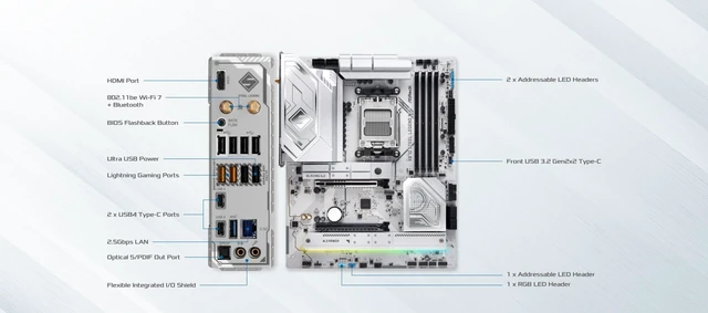 Alt view image 5 of 5 - ASRock X870 Steel Legend WiFi 7 AMD Ryzen Socket AM5 ATX Motherboard DDR5 DIMMs 8000 MHz 256 GB SATA3 6.0 Gb/s USB4 M.2