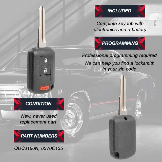 Alt view image 4 of 5 - Key Fob Remote Replacement 3-Button for 2018-2020 Mitsubishi Eclipse Cross (OUCJ166N, 6370C135)