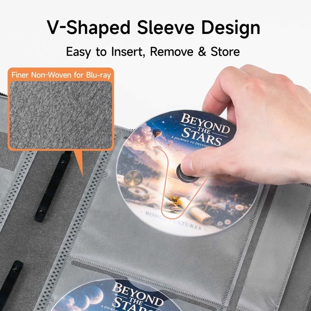 Alt view image 5 of 5 - SANWA CD DVD Case Holder - 100 Capacity & 50 Booklet Insert, Portable Blu-ray Binder with Handle & Zipper, EVA Protect Disc Wallet Media Storage for Car, Home, Office, Game Discs, Audio Music, Black