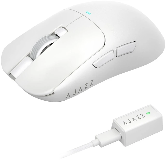 Main image of AJAZZ AJ200NLPRO AI Gaming Mouse, Tri-Mode Bluetooth/2.4G/USB-C, PAW3395 Sensor, 32000 DPI, 8K Wired & 4K Wireless, AI Voice Assistant, AI Game Analysis, 61g Lightweight, White