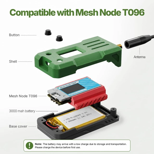 Alt view image 2 of 5 - Heltec T096 Meshtastic Mesh Node, nRF52840 SX1262 GNSS, 3000mAh Battery