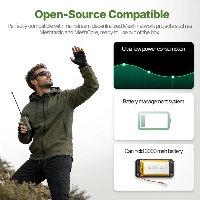 Alt view image 4 of 5 - Heltec T096 Meshtastic Mesh Node, nRF52840 SX1262 GNSS, 3000mAh Battery
