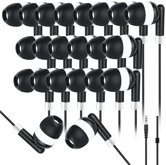Main image of CNSZSLZ Kids Earbuds Wired Bulk Headphones for Classroom 100 Pack Black