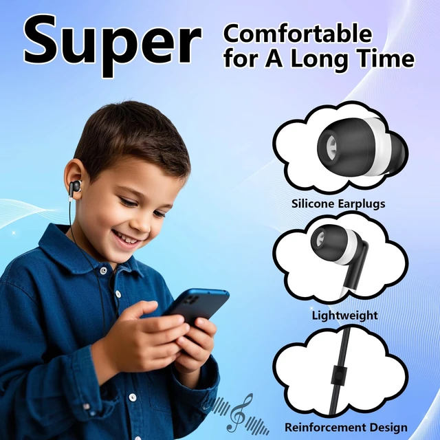 Alt view image 3 of 5 - CNSZSLZ Kids Earbuds Wired Bulk Headphones for Classroom 100 Pack Black