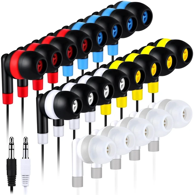 Main image of Kanayu 200 Pack Wired Earbuds Bulk for Classroom, No Mic 3.5mm, Multicolor