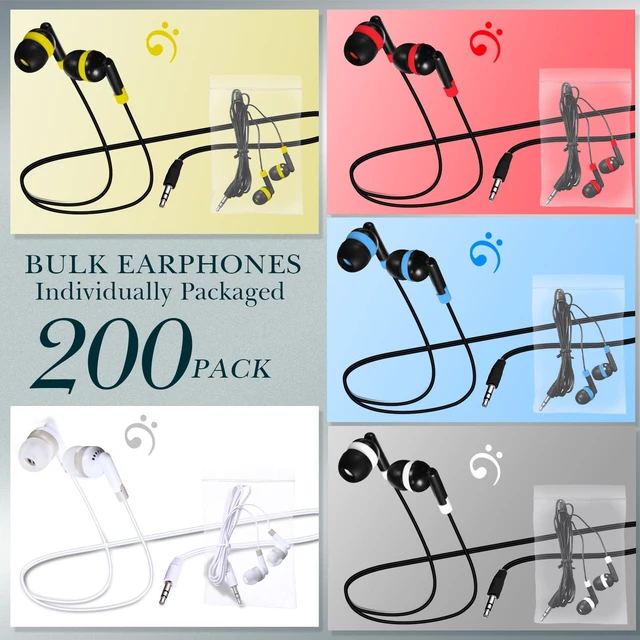 Alt view image 2 of 5 - Kanayu 200 Pack Wired Earbuds Bulk for Classroom, No Mic 3.5mm, Multicolor