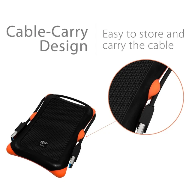 Alt view image 4 of 5 - Silicon Power 1TB External Hard Drive Armor A30, Shockproof USB 3.0 for Xbox PS4 and PS5 Black