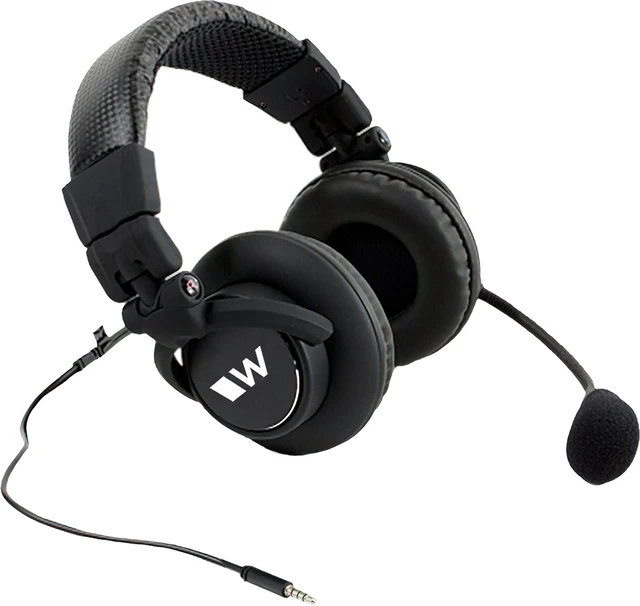 Alt view image 2 of 2 - Williams AV MIC 158 Dual-muff Headset Microphone, Black; TRRS 3.5mm Plug; for use with Digi-Wave DLT 400 Transceiver Only; Unidirectional Electret Microphone; 1-10 VDC