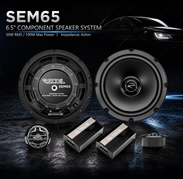 Alt view image 5 of 5 - RECOIL SEM65 6.5 Inch Car Audio Component Speaker System for Bass & Clarity